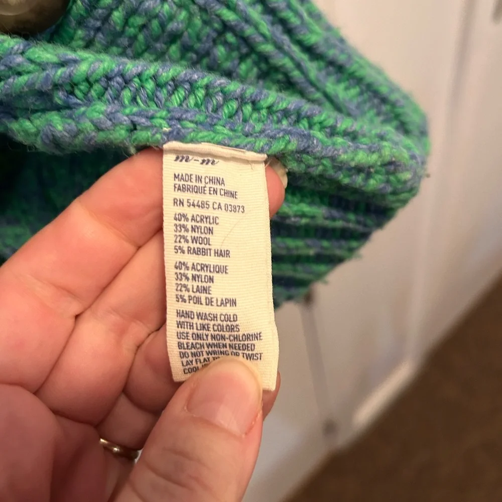 American Eagle Outfitters Cardigan w Pockets Knit Blue Green Warm Wool Blend M - Picture 3 of 6